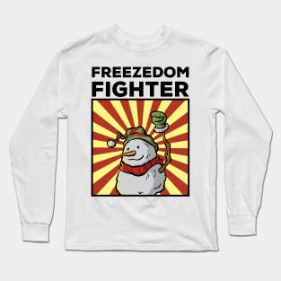 Vintage Snowman Freezedom Fighter Pun Resist Revolution Long Sleeve T-Shirt